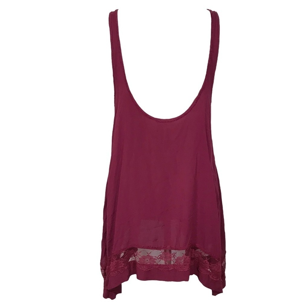 Intimately Free People Burgundy Trapeze Hem Hi Low Swing Tank Lace Size Medium - Picture 9 of 10